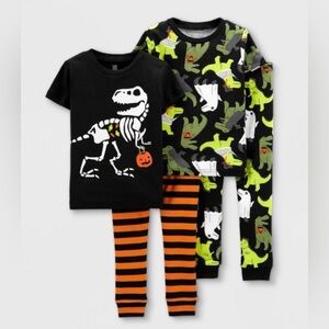 Carter’s Size Toddler Boys 4 Piece Long Sleeve Dinosaur Halloween Pajama Set